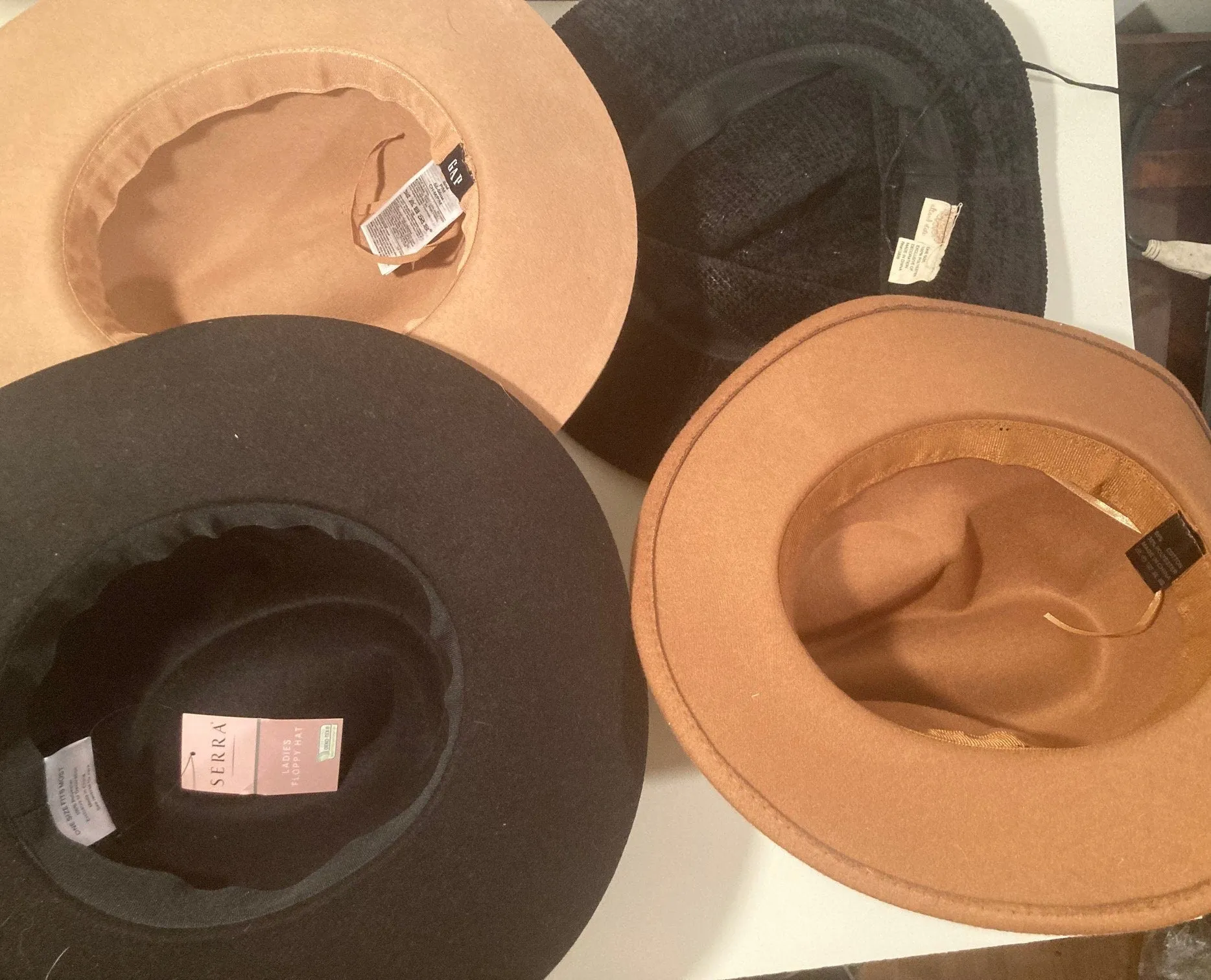 Vintage Lot of 4 Nice Hats, Serra, Gap, Ones Size Fits Most, Quality, Cowboy, Western Wear, Rancher, Sun Shade, Very Nice Hats