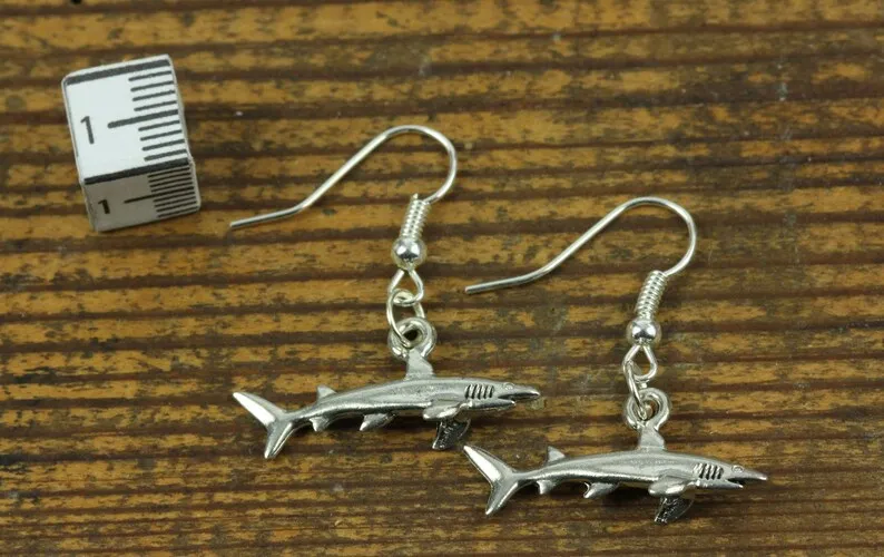 White Tip Shark Earrings: Oceanic Longimanus