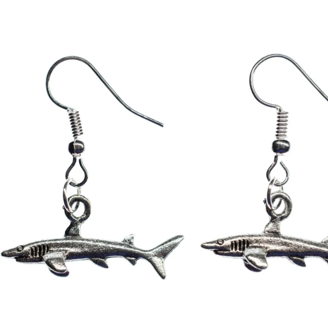 White Tip Shark Earrings: Oceanic Longimanus