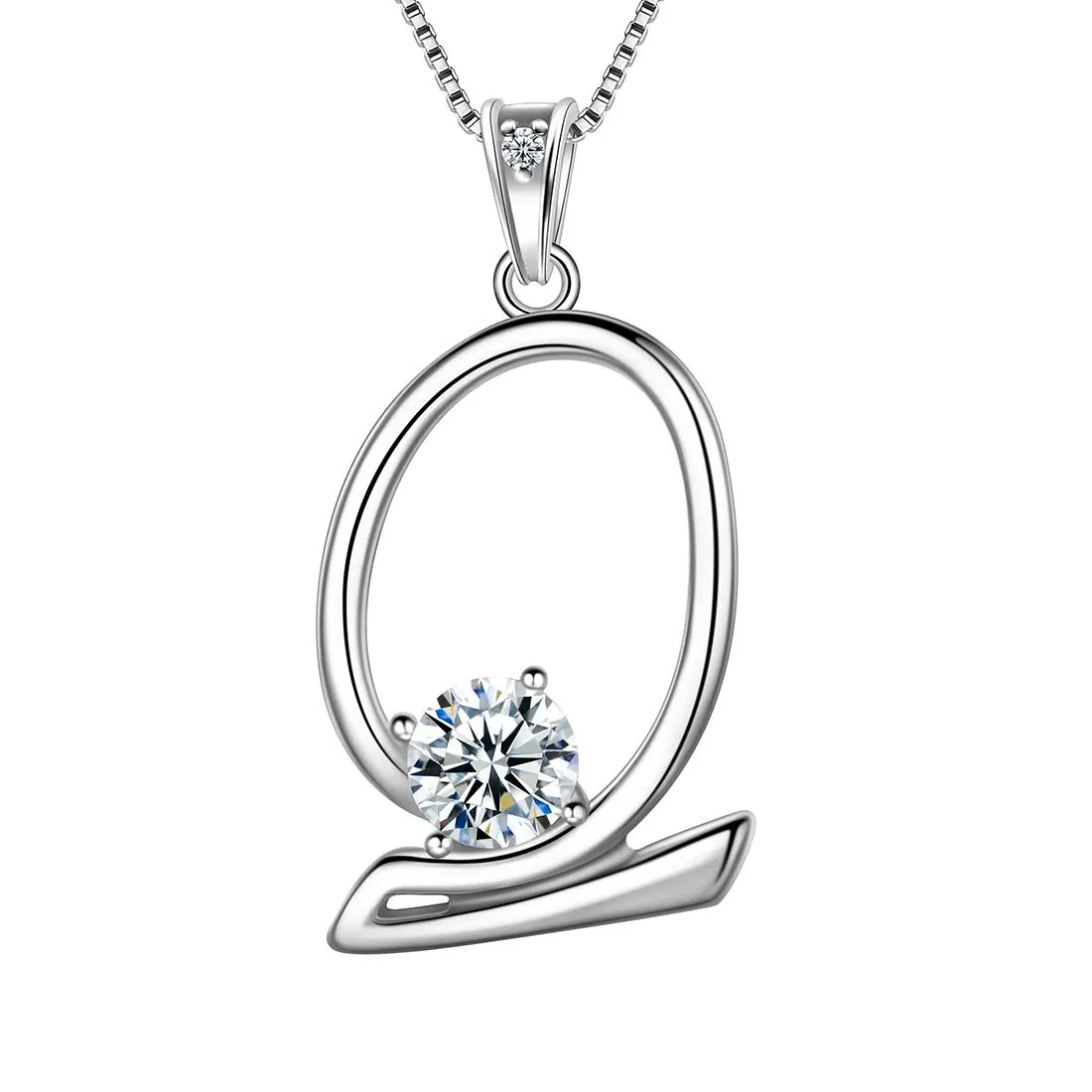 Women Initial Q Letter Pendant Necklace Girl Name Jewelry Gift 925 Sterling Silver