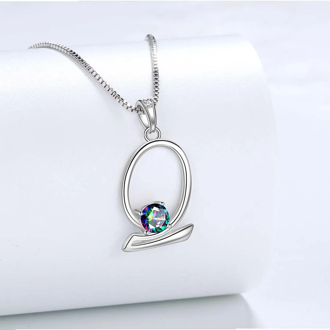 Women Initial Q Letter Pendant Necklace Girl Name Jewelry Gift 925 Sterling Silver