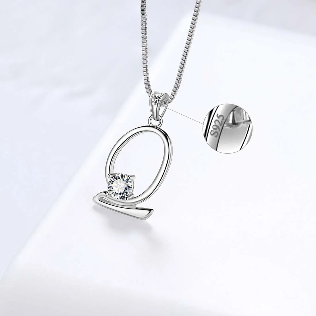 Women Initial Q Letter Pendant Necklace Girl Name Jewelry Gift 925 Sterling Silver