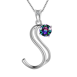 Women Initial S Letter Pendant Necklace Girl Name Jewelry Gift 925 Sterling Silver