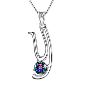 Women Initial Y Letter Pendant Necklace Girl Name Jewelry Gift 925 Sterling Silver