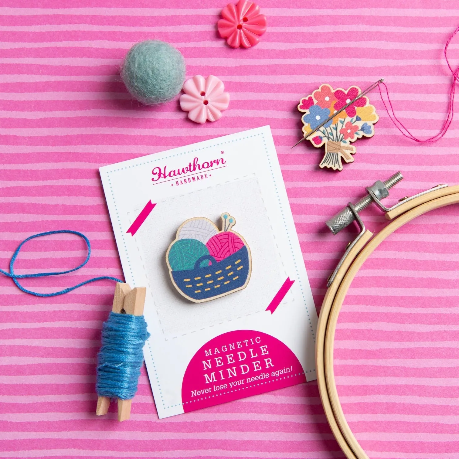 Yarn Basket Magnetic Needle Minder